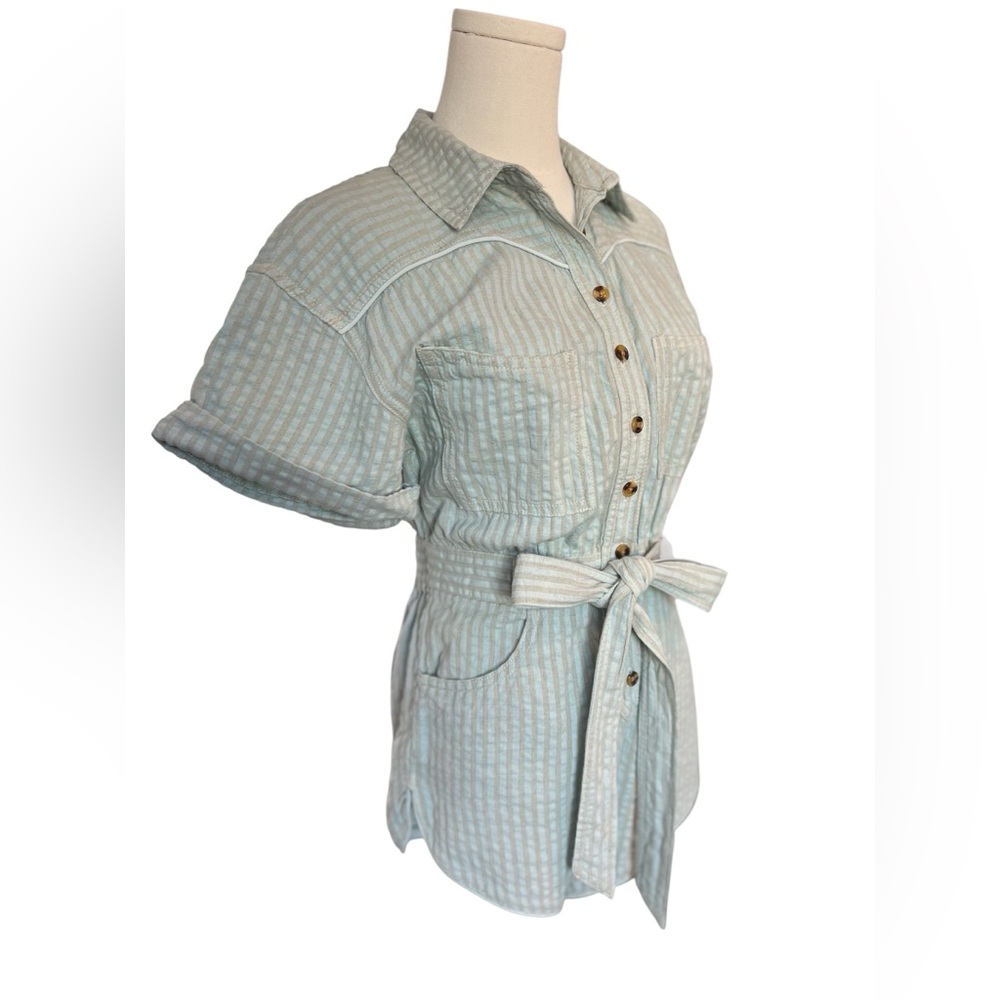 🆕 💙 NWT URBAN OUTFITTERS BDG Light Blue Devon Linen Romper | Women’s Size Small - Picture 8 of 13